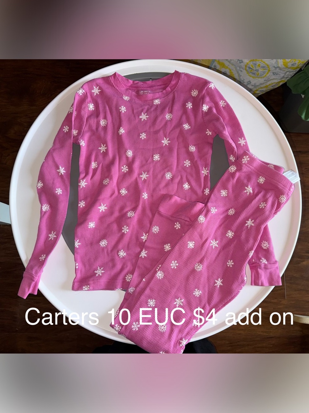 Carter's Pink Snowflake Thermal Pajama Set